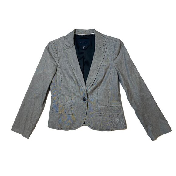 Banana Republic Light Grey Blazer with Black Top Stitching size 10P - Picture 1 of 4